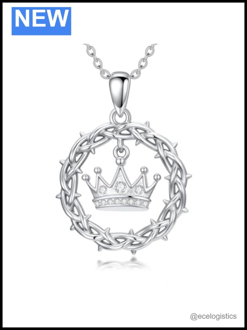925 Sterling Silver Crown of Thorns Pendant Necklace